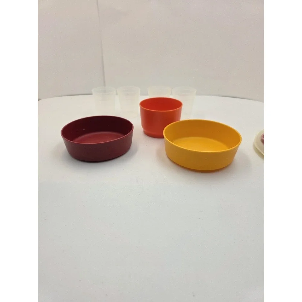 VTG Tupperware Canister Bowl Cup Lot 7 Pc Pastel Harvest Storage Containers Lids